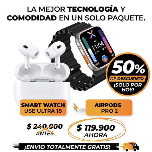 Combo Reloj Inteligente Ultra 18 + Airpods 2 Pro